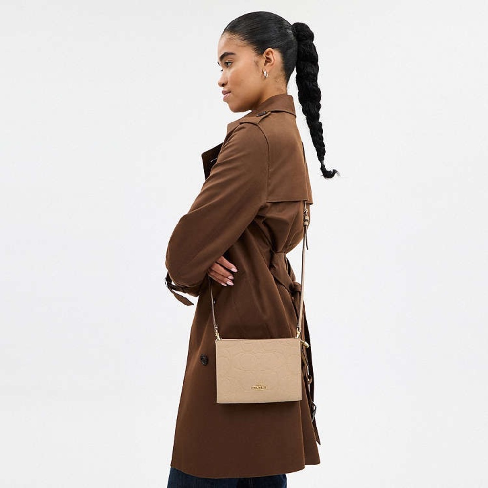 NWT Coach Slim Crossbody in Signature Leather - Oat Beige | Quiet Luxury Clutch